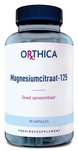 De Online Drogist Orthica magnesiumcitraat-125 capsules 90cp aanbieding