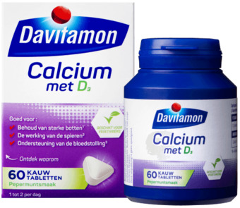 De Online Drogist Davitamon calcium met vitamine d kauwtabletten 60ktb aanbieding
