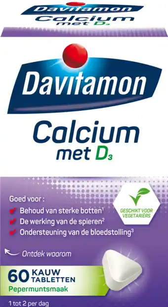 De Online Drogist Davitamon calcium met vitamine d kauwtabletten 60ktb aanbieding