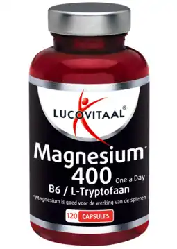 De Online Drogist Lucovitaal magnesium 400 met vitamine b6 & l-tryptofaan capsules 120cp aanbieding