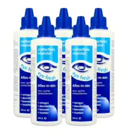 De Online Drogist Eye fresh lenzenvloeistof alles-in-1 zacht multiverpakking 5x240ml aanbieding