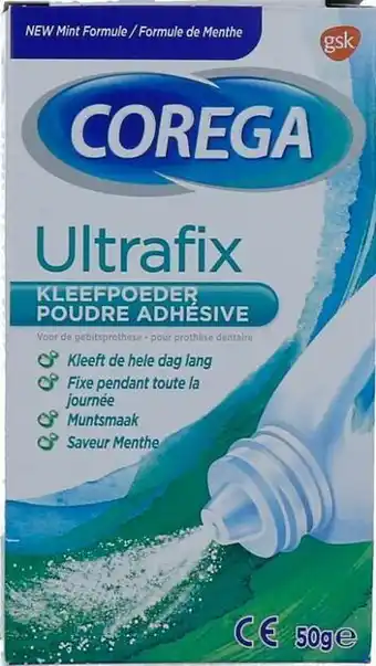 De Online Drogist Corega ultrafix kleefpoeder voor kunstgebit 50gr aanbieding