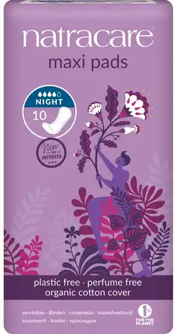 De Online Drogist Natracare maxi pads night maandverband 10st aanbieding