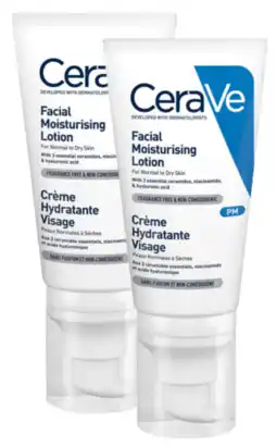 De Online Drogist Cerave hydraterende gezichtscrème multi 2x52ml aanbieding