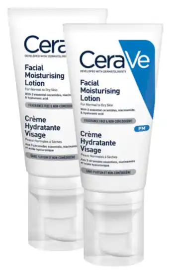 De Online Drogist Cerave hydraterende gezichtscrème multi 2x52ml aanbieding