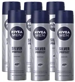 De Online Drogist Nivea men silver protect deodorant spray voordeelverpakking 6x150ml aanbieding