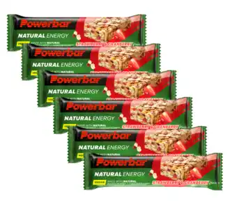 De Online Drogist Powerbar natural energy cereal bar strawberry en cranberry voordeelverpakking 6x40gr aanbieding