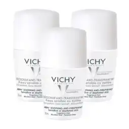 De Online Drogist Vichy deodorant roller gevoelige huid - multiverpakking 3x50ml aanbieding