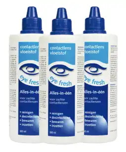 De Online Drogist Eye fresh lenzenvloeistof alles-in-1 zacht multiverpakking 3x360ml aanbieding