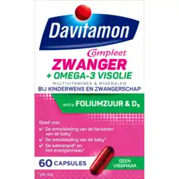 De Online Drogist Davitamon compleet zwanger + omega-3 visolie capsules 60cp aanbieding