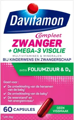 De Online Drogist Davitamon compleet zwanger + omega-3 visolie capsules 60cp aanbieding