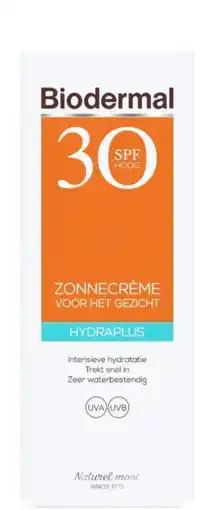 De Online Drogist Biodermal zonnecrème gezicht hydraplus spf30 50ml aanbieding