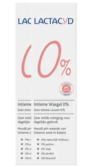 De Online Drogist Lactacyd intieme wasgel 0% multiverpakking 2x250ml aanbieding