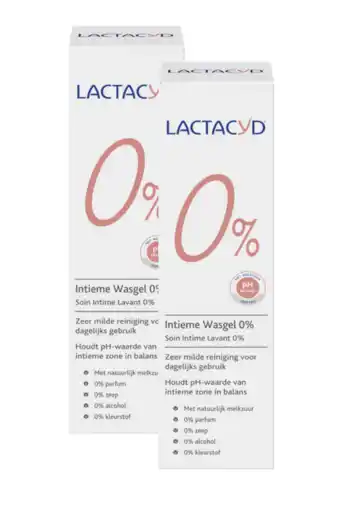 De Online Drogist Lactacyd intieme wasgel 0% multiverpakking 2x250ml aanbieding