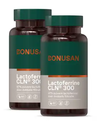 De Online Drogist Bonusan lactoferrine 300mg capsules 2x60cp aanbieding