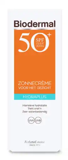 De Online Drogist Biodermal hydraplus zonnecrème gezicht spf50+ 50ml aanbieding