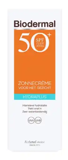 De Online Drogist Biodermal hydraplus zonnecrème gezicht spf50+ 50ml aanbieding