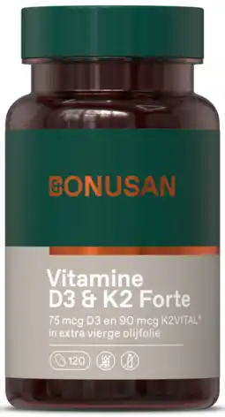 De Online Drogist Bonusan vitamine d3 & k2 softgel capsules 120sg aanbieding