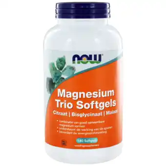 De Online Drogist Now magnesium trio softgels 180sg aanbieding