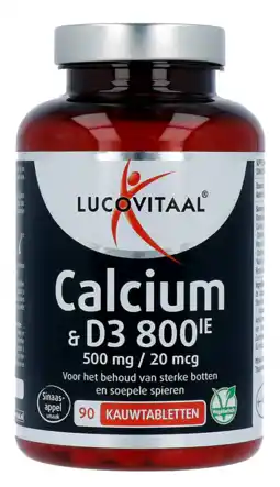 De Online Drogist Lucovitaal calcium 500mg & d3 kauwtabletten 90ktb aanbieding