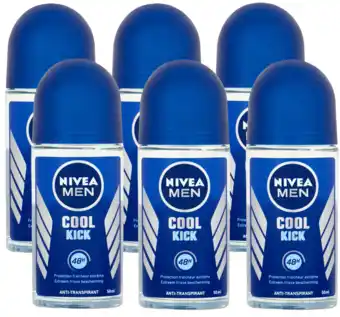 De Online Drogist Nivea men cool kick roll-on voordeelverpakking 6x50ml aanbieding