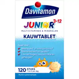 De Online Drogist Davitamon junior 3+ kauw vitamines multifruit 120ktb aanbieding