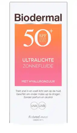 De Online Drogist Biodermal ultralichte zonnefluïde - zonnebrand met spf50+ - zonnebrand gezicht 40ml aanbieding
