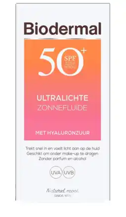 De Online Drogist Biodermal ultralichte zonnefluïde - zonnebrand met spf50+ - zonnebrand gezicht 40ml aanbieding