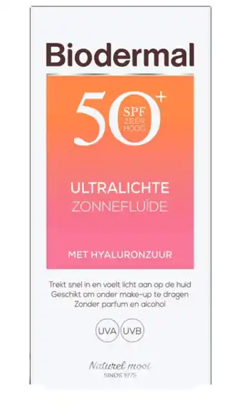 De Online Drogist Biodermal ultralichte zonnefluïde - zonnebrand met spf50+ - zonnebrand gezicht 40ml aanbieding
