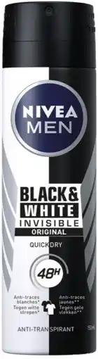 De Online Drogist Nivea men black & white invisible original deodorant spray 150ml aanbieding