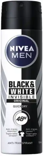 De Online Drogist Nivea men black & white invisible original deodorant spray 150ml aanbieding