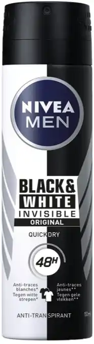 De Online Drogist Nivea men black & white invisible original deodorant spray 150ml aanbieding