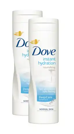 De Online Drogist Dove instant hydration body lotion duo 2x400ml aanbieding