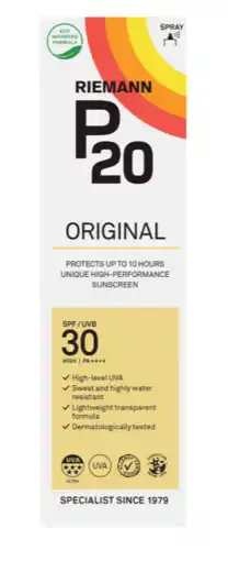 De Online Drogist Riemann p20 zonnebrand spray spf30 85ml aanbieding