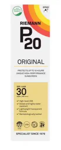 De Online Drogist Riemann p20 zonnebrand spray spf30 85ml aanbieding