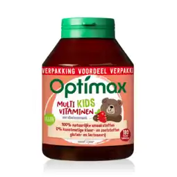 De Online Drogist Optimax multivitaminen kids aardbei kauwtabletten 180tb aanbieding