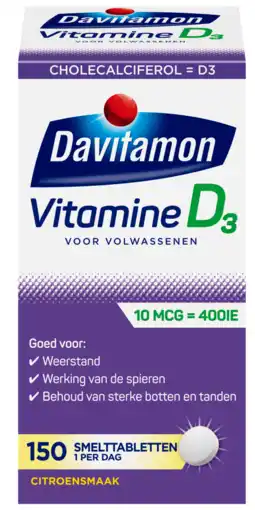 De Online Drogist Davitamon vitamine d 400ie smelttabletten citroen 150tb aanbieding