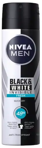 De Online Drogist Nivea men black & white invisible fresh deodorant spray 150ml aanbieding