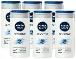 De Online Drogist Nivea men sensitive shower gel voordeelverpakking 6x250ml aanbieding