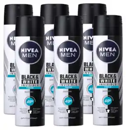 De Online Drogist Nivea men black & white invisible fresh deodorant spray voordeelverpakking 6x150ml aanbieding