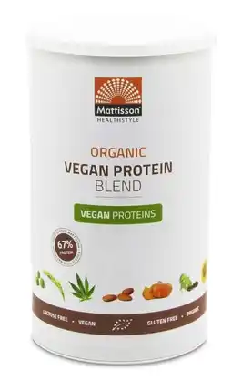 De Online Drogist Mattisson healthstyle organic vegan protein blend powder 400gr aanbieding