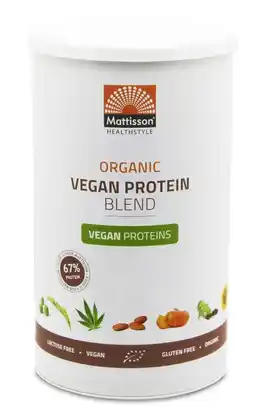 De Online Drogist Mattisson healthstyle organic vegan protein blend powder 400gr aanbieding