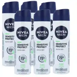 De Online Drogist Nivea men sensitive protect deodorant spray voordeelverpakking 6x150ml aanbieding