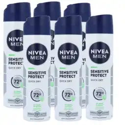 De Online Drogist Nivea men sensitive protect deodorant spray voordeelverpakking 6x150ml aanbieding