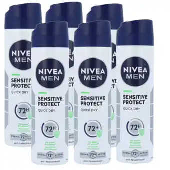 De Online Drogist Nivea men sensitive protect deodorant spray voordeelverpakking 6x150ml aanbieding