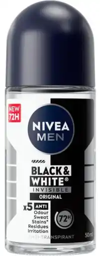 De Online Drogist Nivea men black & white invisible original roll-on 50ml aanbieding