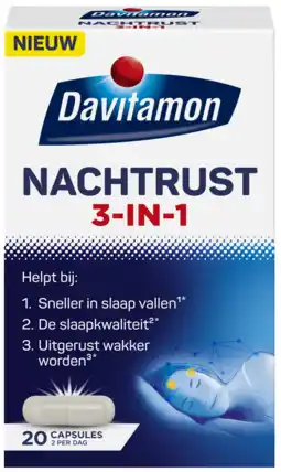 De Online Drogist Davitamon nachtrust 3-in-1 capsules 20cp aanbieding