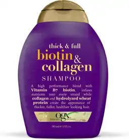 De Online Drogist Ogx thick & full biotin & collagen shampoo 385ml aanbieding