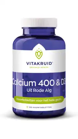 De Online Drogist Vitakruid calcium 400 & d3 uit rode alg kauwtabletten 100ktb aanbieding