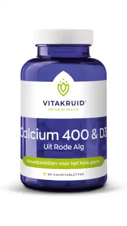 De Online Drogist Vitakruid calcium 400 & d3 uit rode alg kauwtabletten 100ktb aanbieding